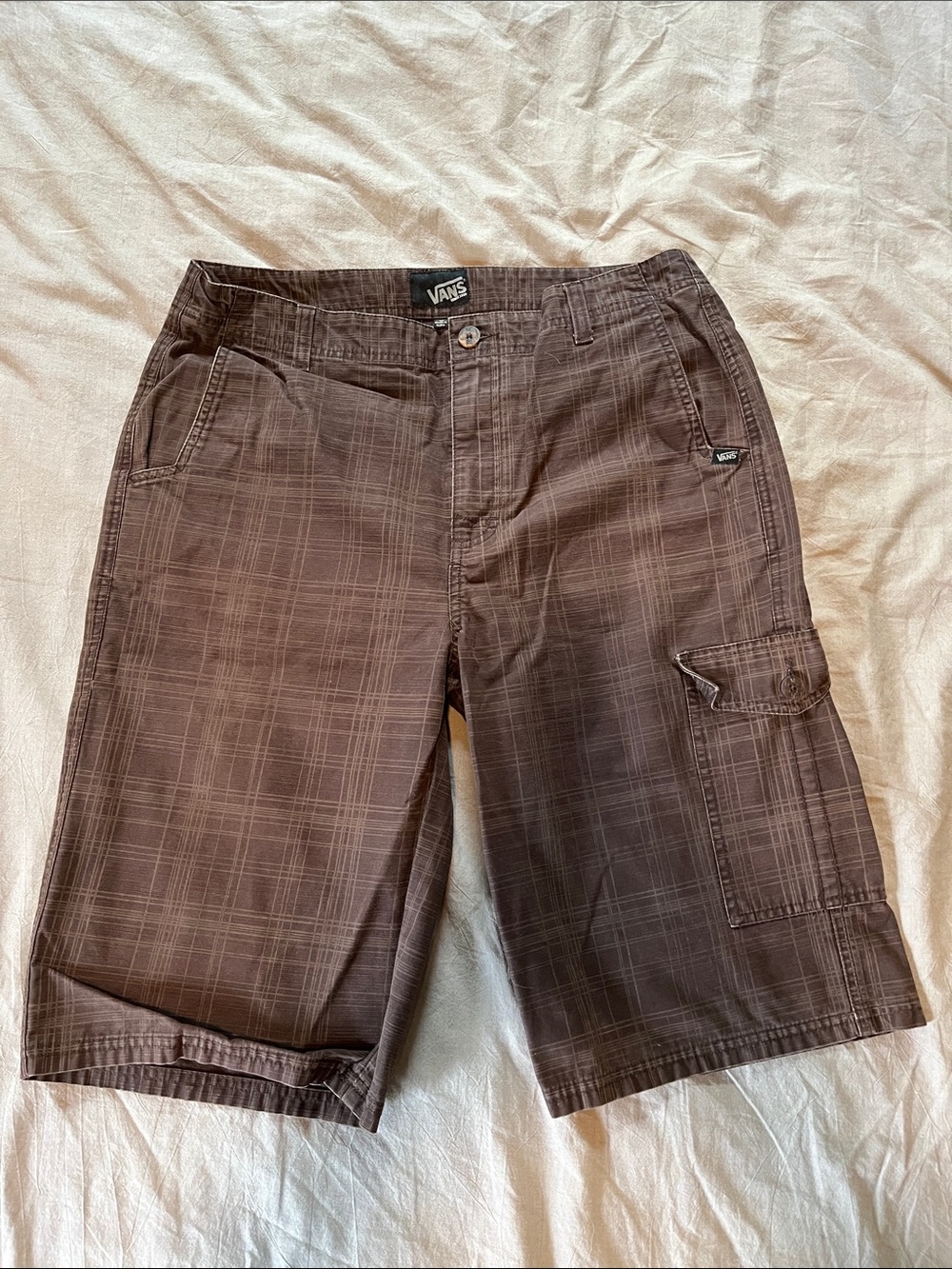 Vans Men's Brown Plaid Cargo Shorts